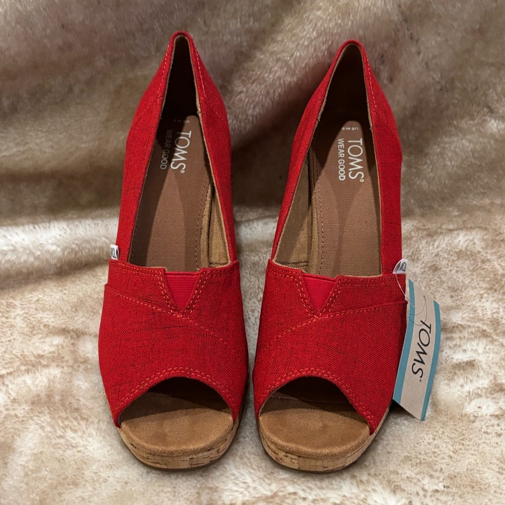TOMS Classic Wedge Sandal Women’s Red - 8 - Picture 7 of 10
